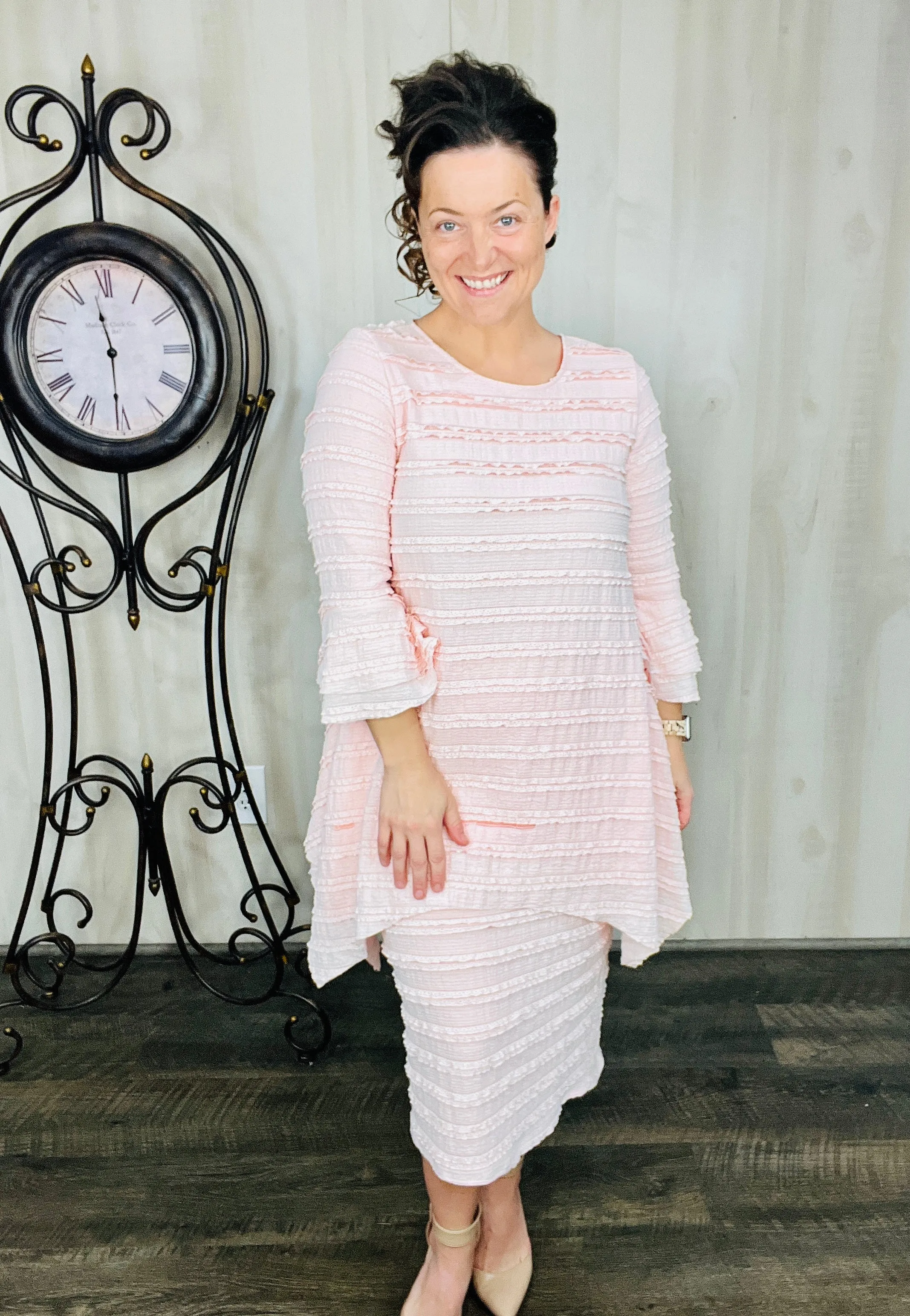 Feminine & Lace Tunic- Baby Pink