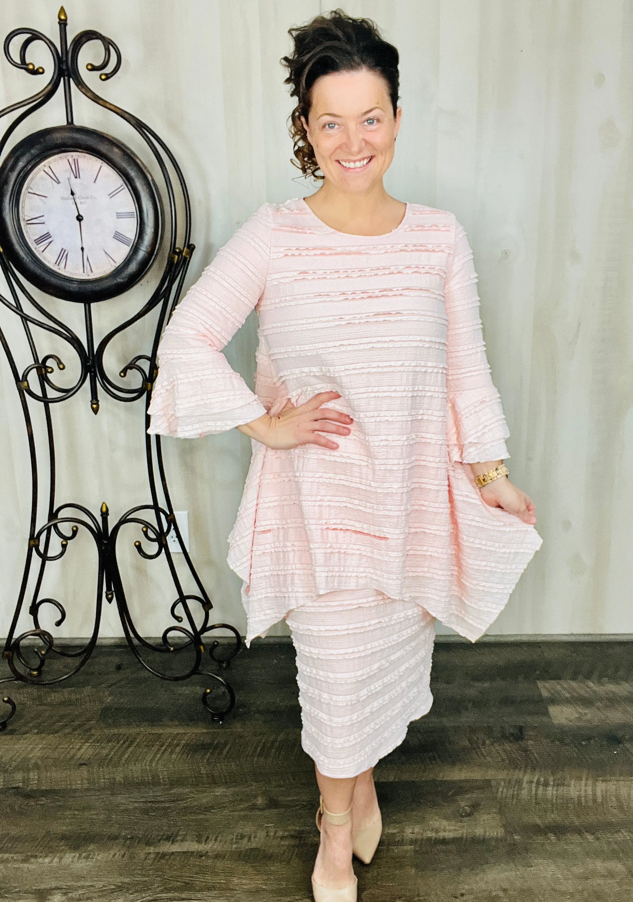 Feminine & Lace Tunic- Baby Pink