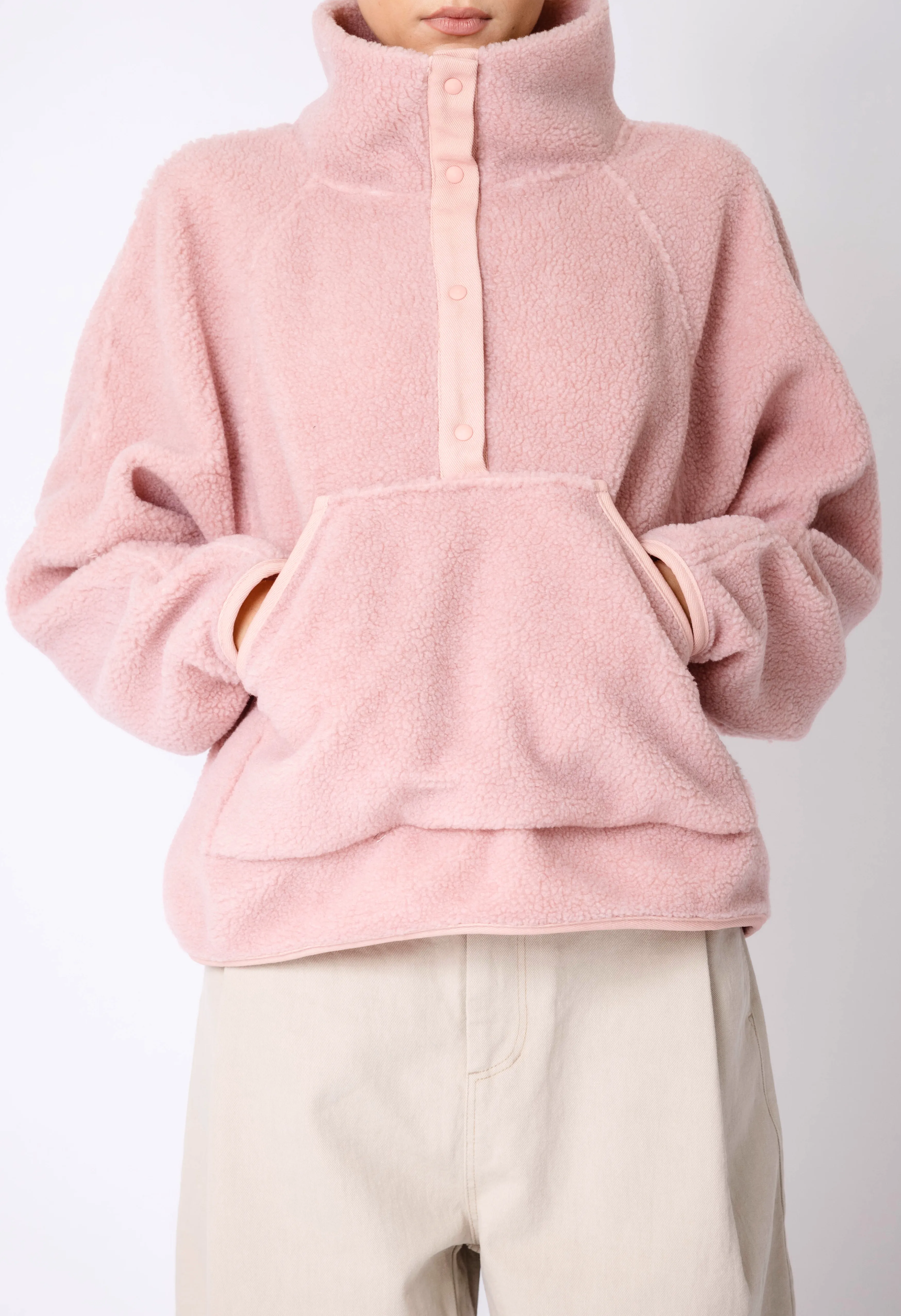 Fleece Pullover In Mauve