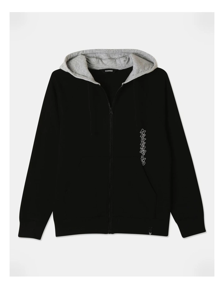 Fleece Zip Thru Sweat Top in Black