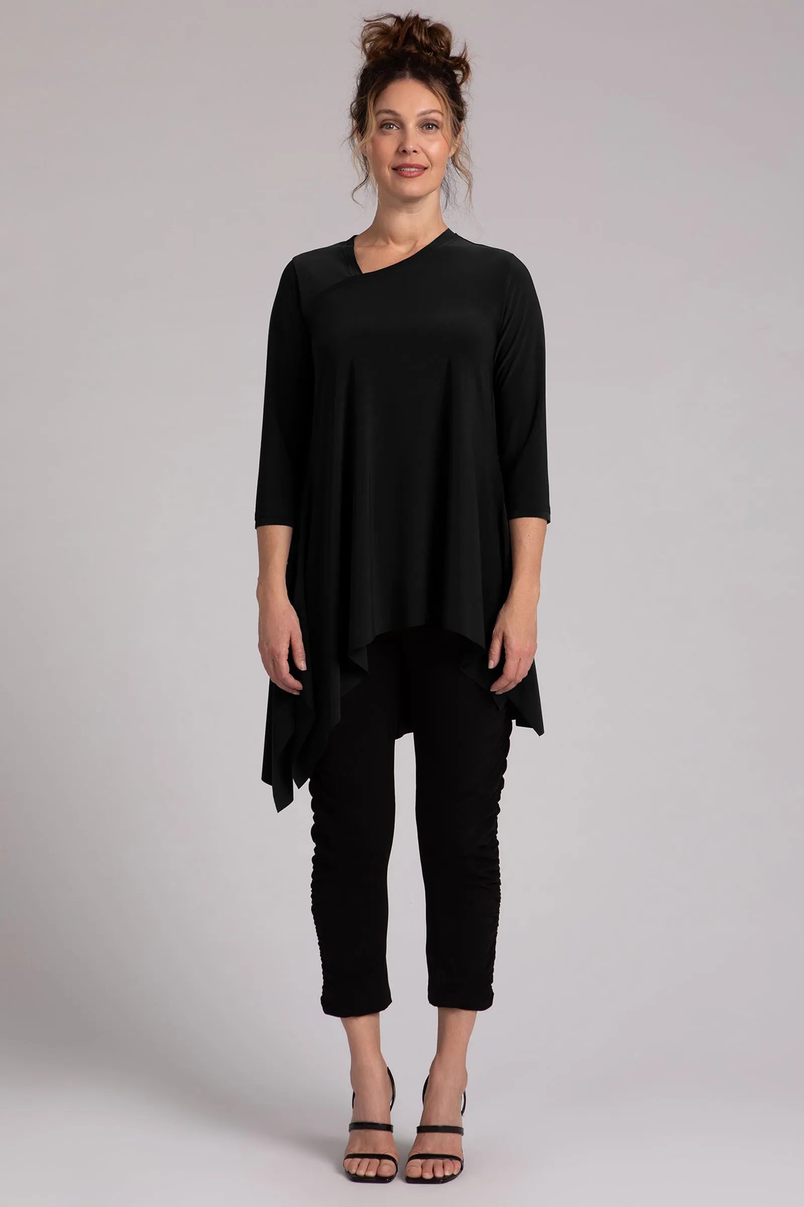 Flounce Boomerang Tunic | Black