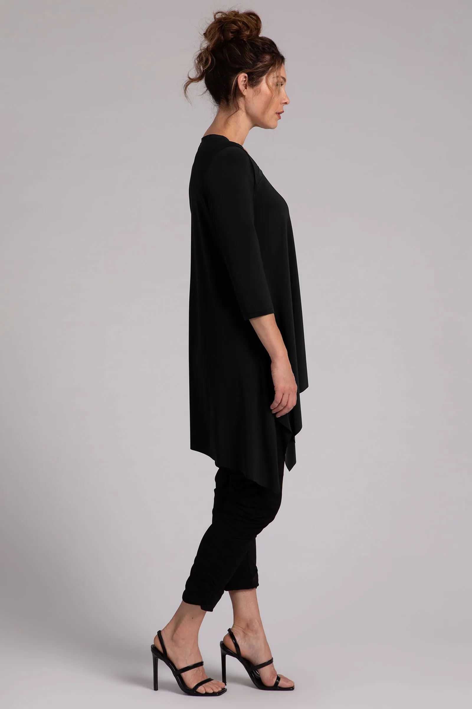 Flounce Boomerang Tunic | Black