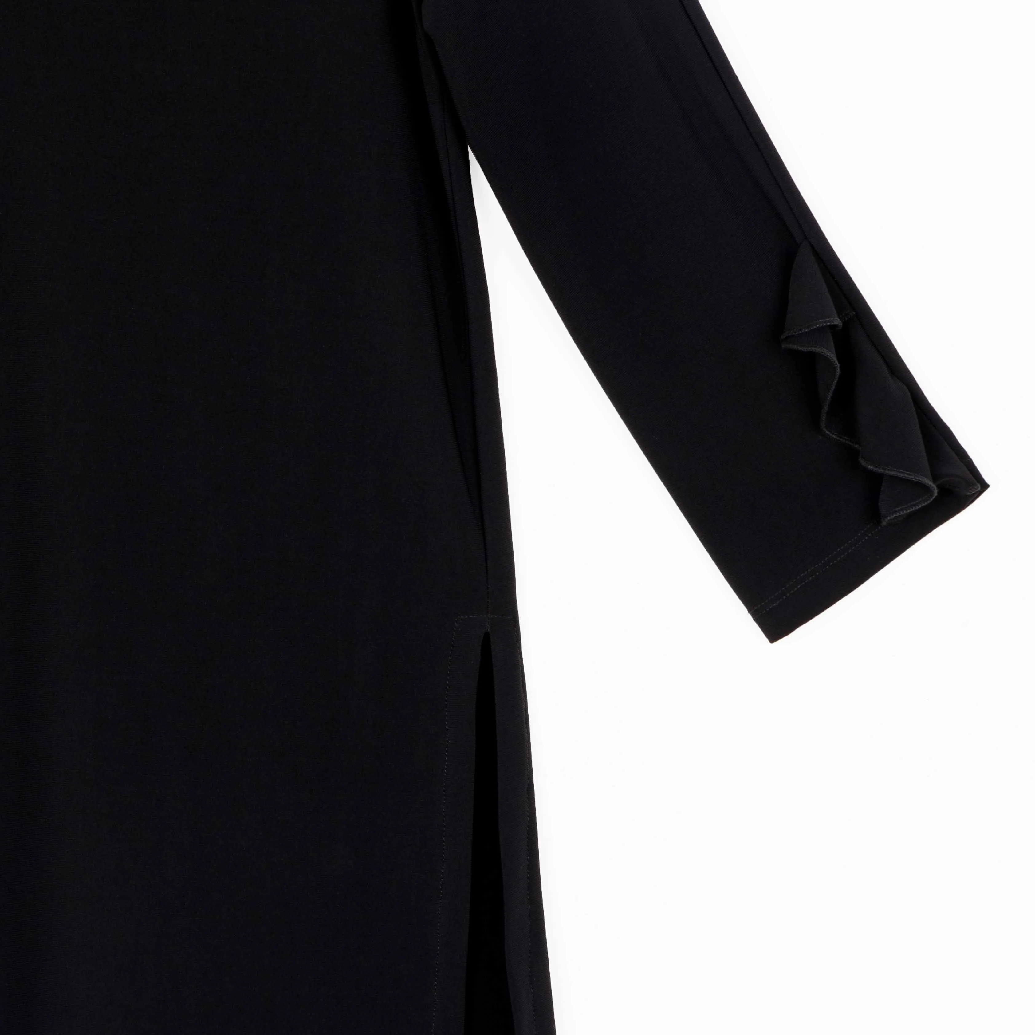 Flutter Cuff Side Vent Tunic - Black - Limited Sizes!