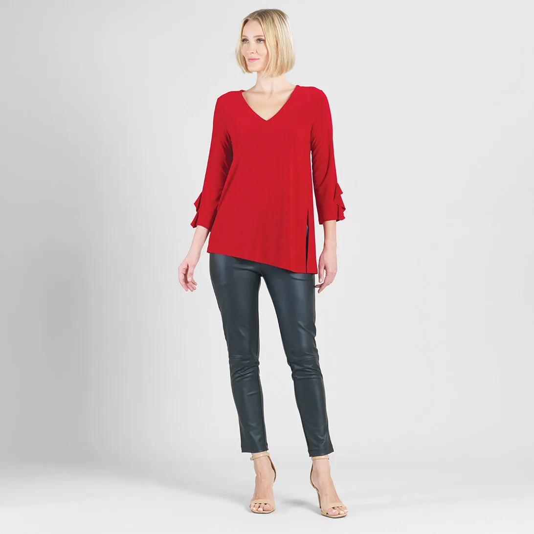 Flutter Cuff Side Vent Tunic - Red - Final Sale!