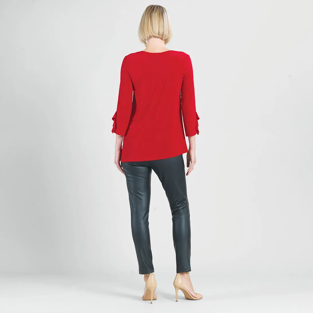 Flutter Cuff Side Vent Tunic - Red - Final Sale!