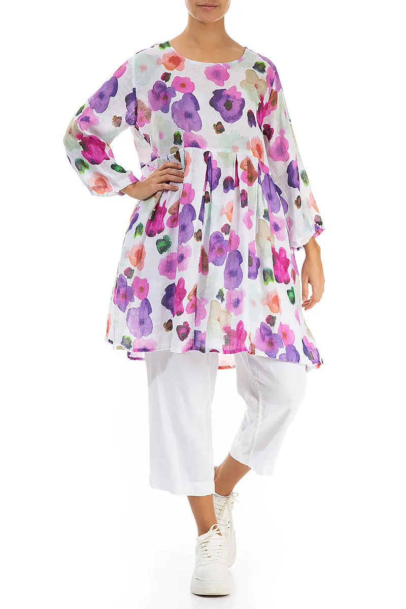 Gathered Blossom Gauze Linen Tunic