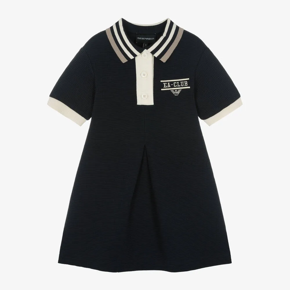 Girls Navy Blue Cotton Polo Dress