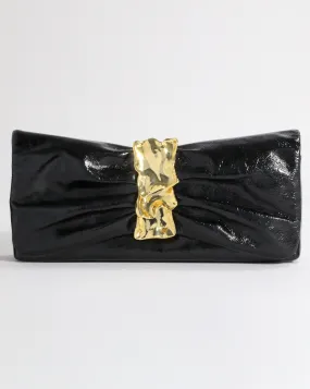 Gold Ribbon Convertible Shoulder Bag- Black