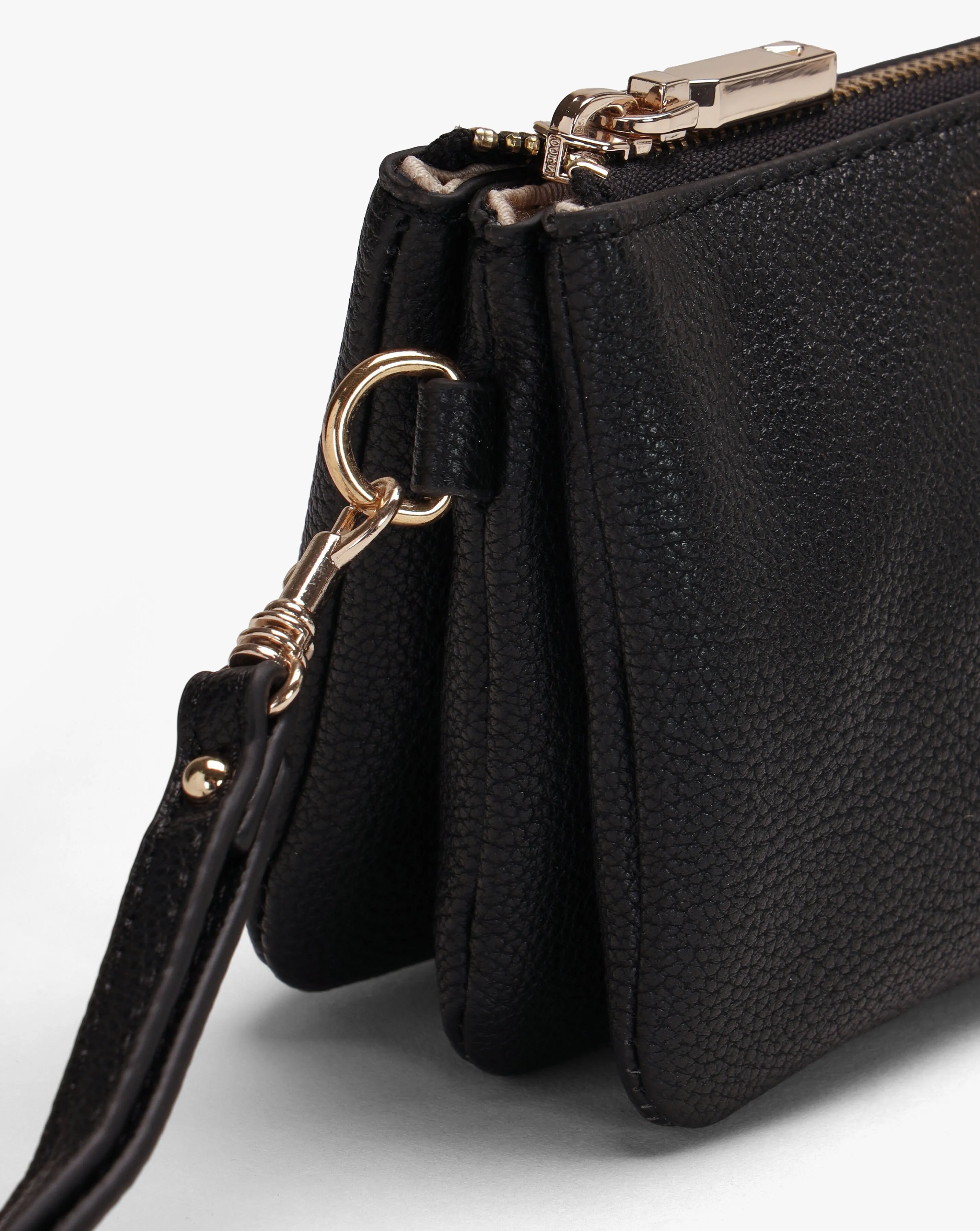 Guess Mini Latona Tri Black Top Zip Cross-Body Bag