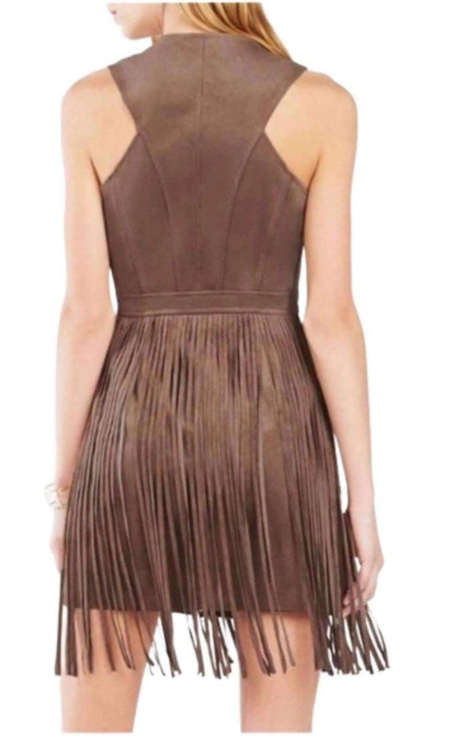 Hamin Fringe Faux Suede Vest Dress