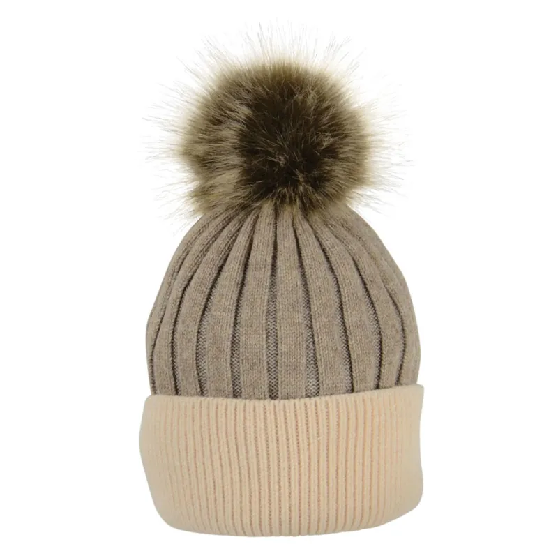 HyFASHION Luxembourg Luxury Bobble Hat - Toffee/Beige