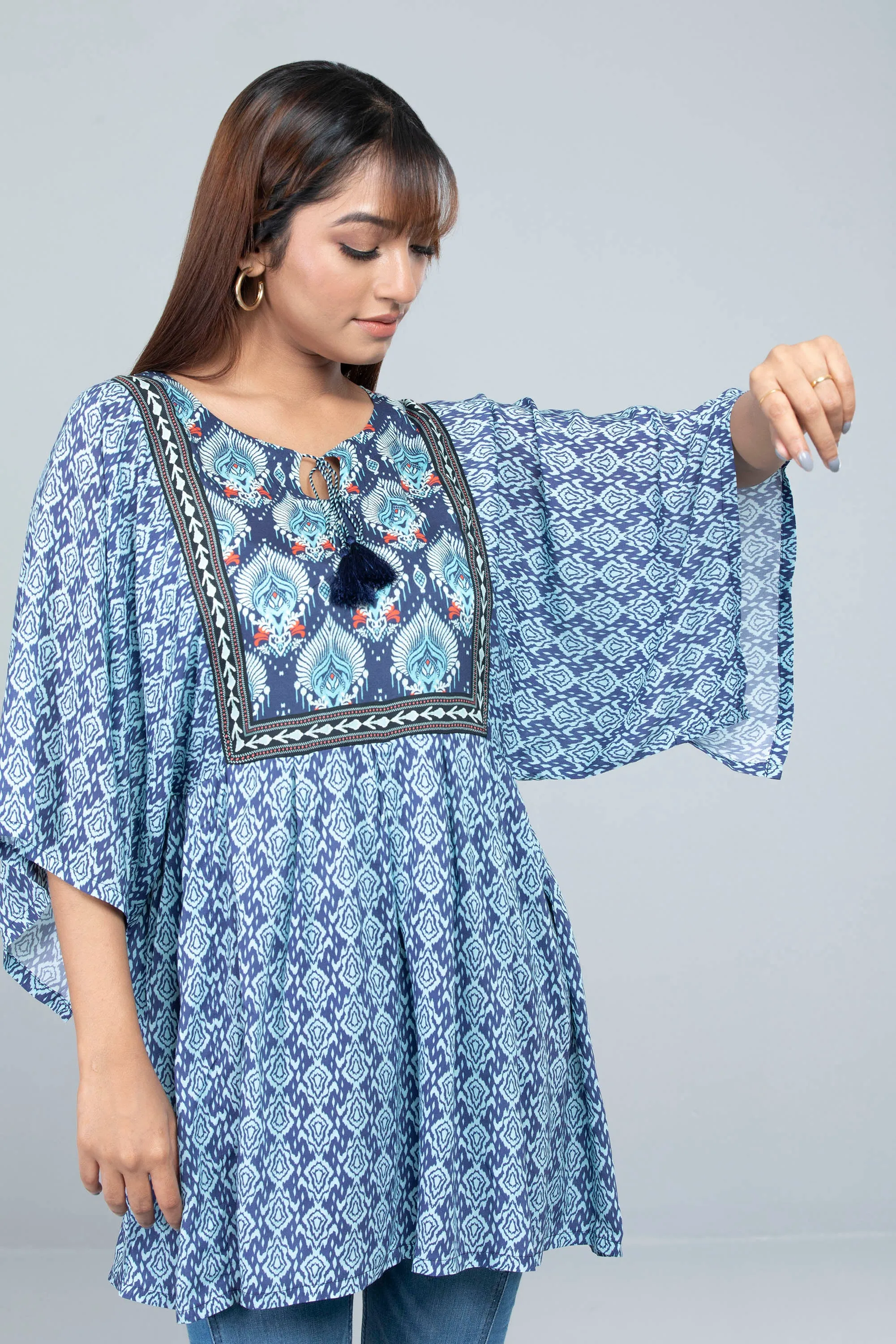 Ikat Printed Kaftan Tunic - Mystika