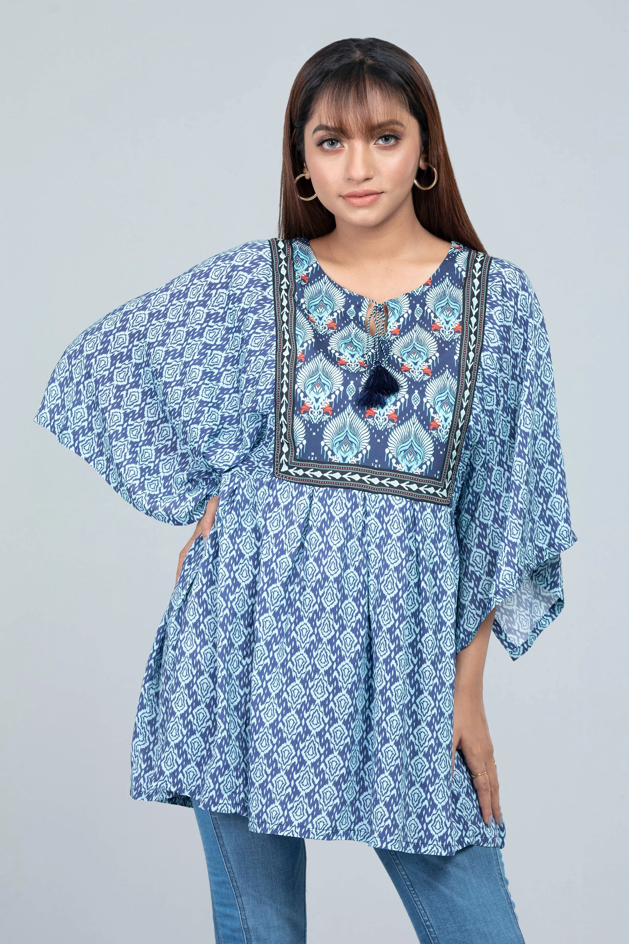 Ikat Printed Kaftan Tunic - Mystika