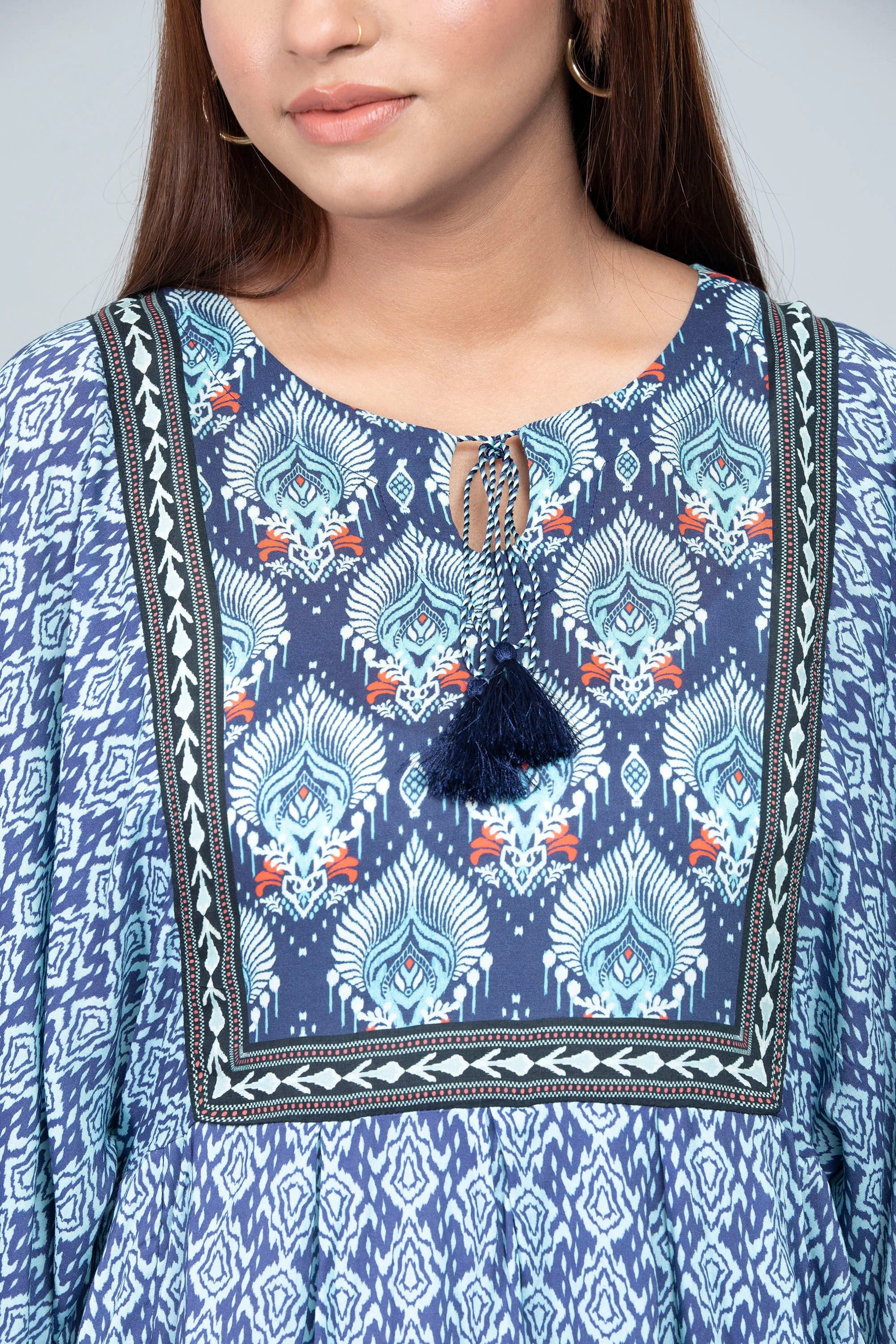 Ikat Printed Kaftan Tunic - Mystika