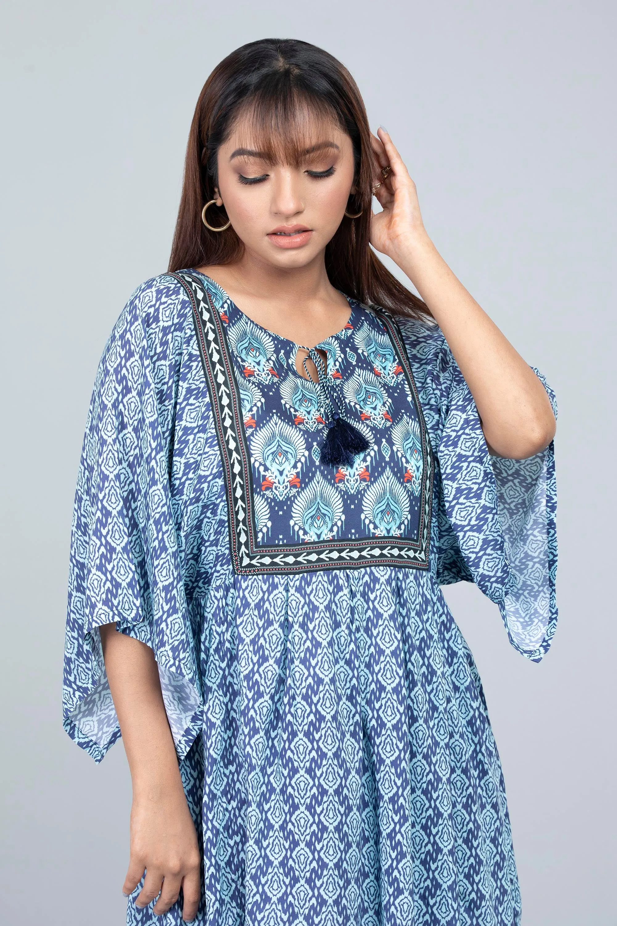 Ikat Printed Kaftan Tunic - Mystika