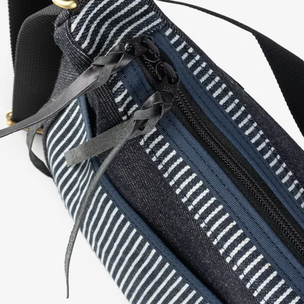 Iron Heart Hickory Stripe Small Shoulder Bag - Indigo