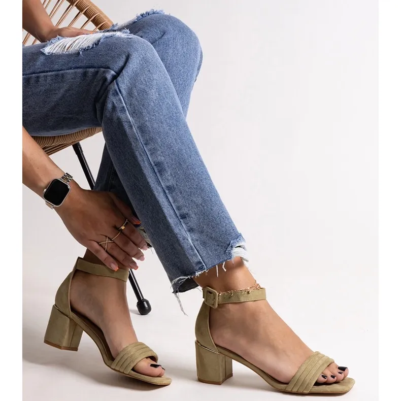 Johar's green low-heeled sandals