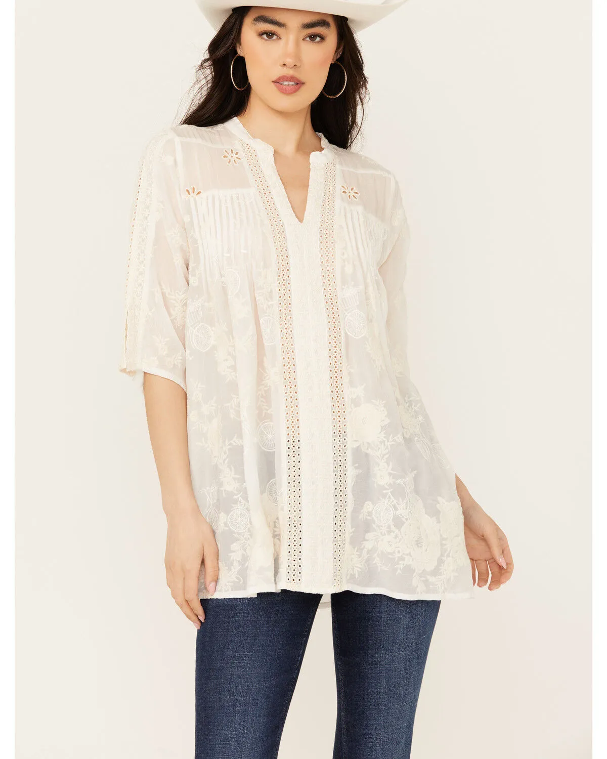 Johnny Was Women's V Neck Tunic