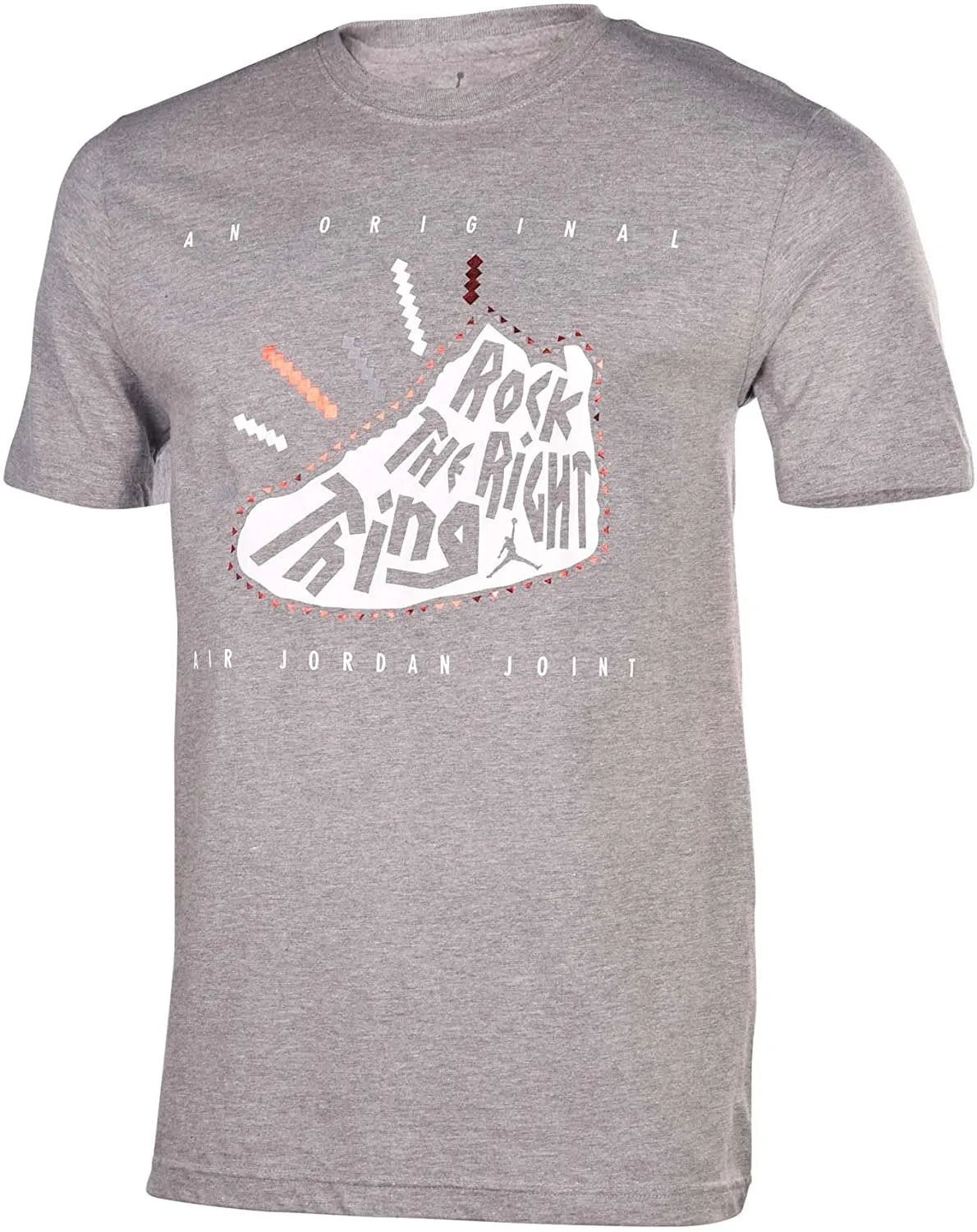 Jordan Nike Men's Rock The Right Thing Jumpman Shirt-Heather Gray-XL