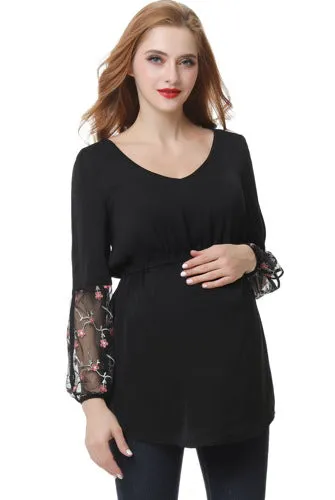 Kimi + Kai Maternity Gisel Embroidered Blouse