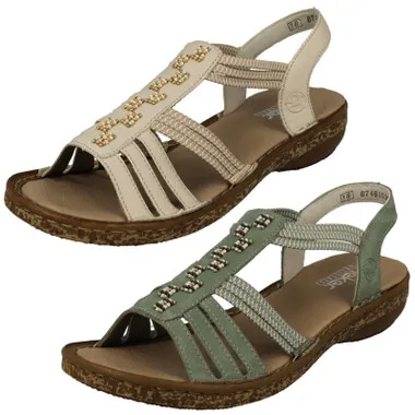 Ladies Rieker Casual Strappy Slip On Sandals 62855