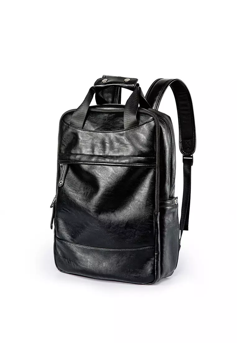 Lara Men Plai n Zipper Backpack - Black