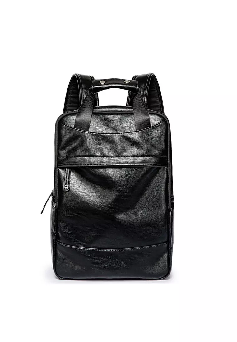 Lara Men Plai n Zipper Backpack - Black