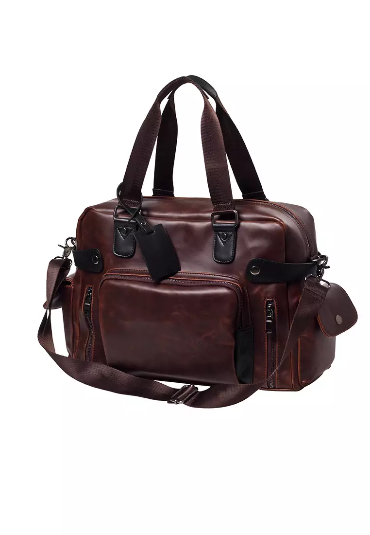 Lara Men Zipper Shoulder Bag With A Cross Body Strap - Brown