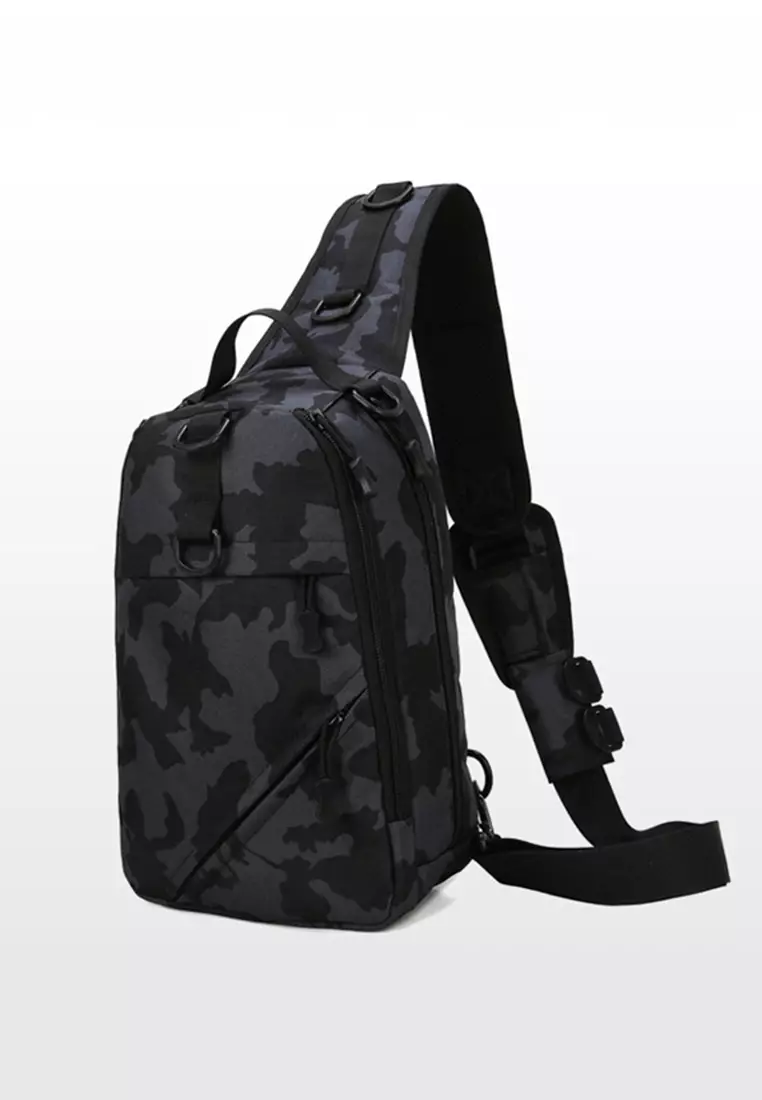 Lara Men's Multi-functional Cross-body Bag Chest Bag - Black Camouflage