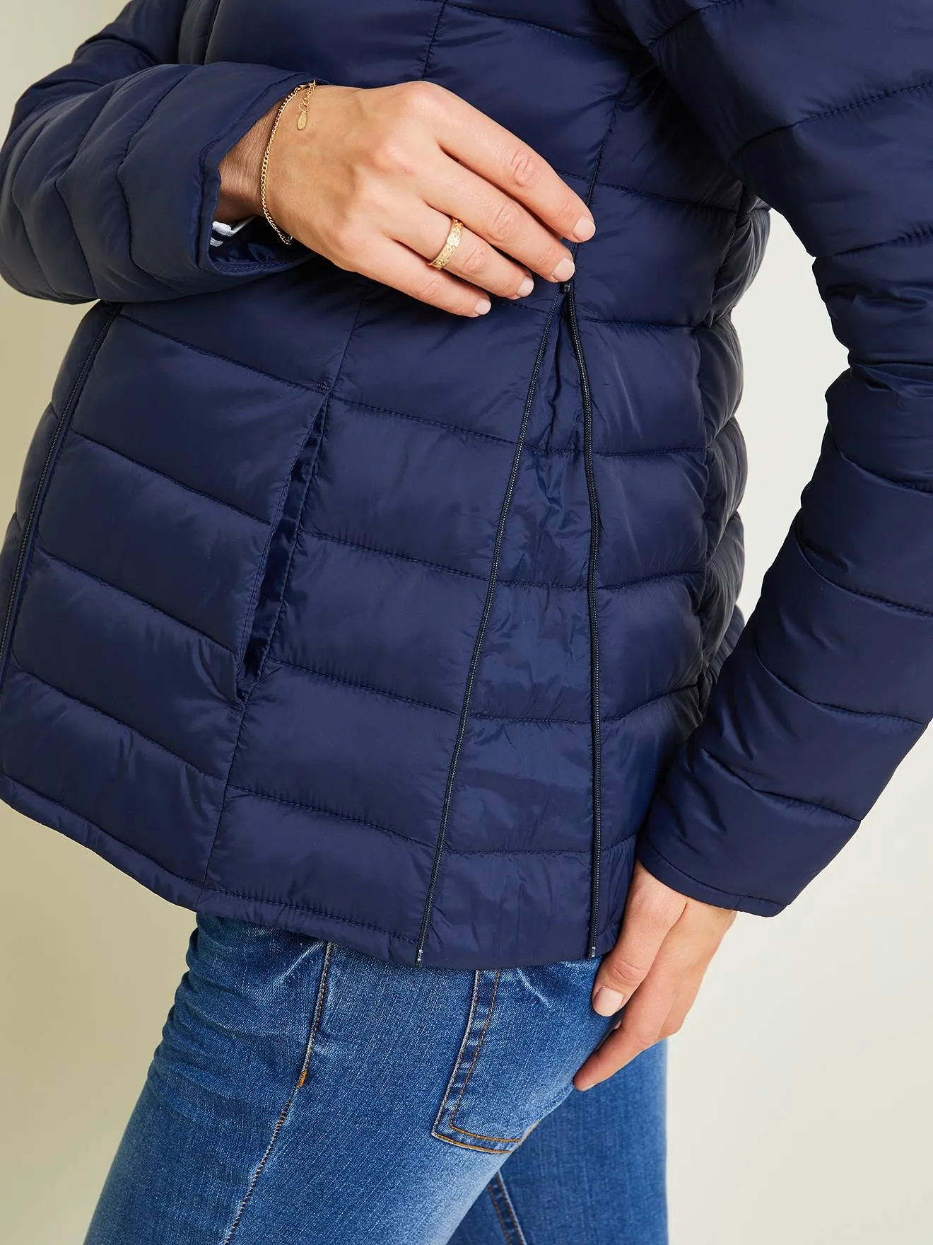 Lightweight Padded Jacket, Adaptable for Maternity & Post-Maternity - dark blue