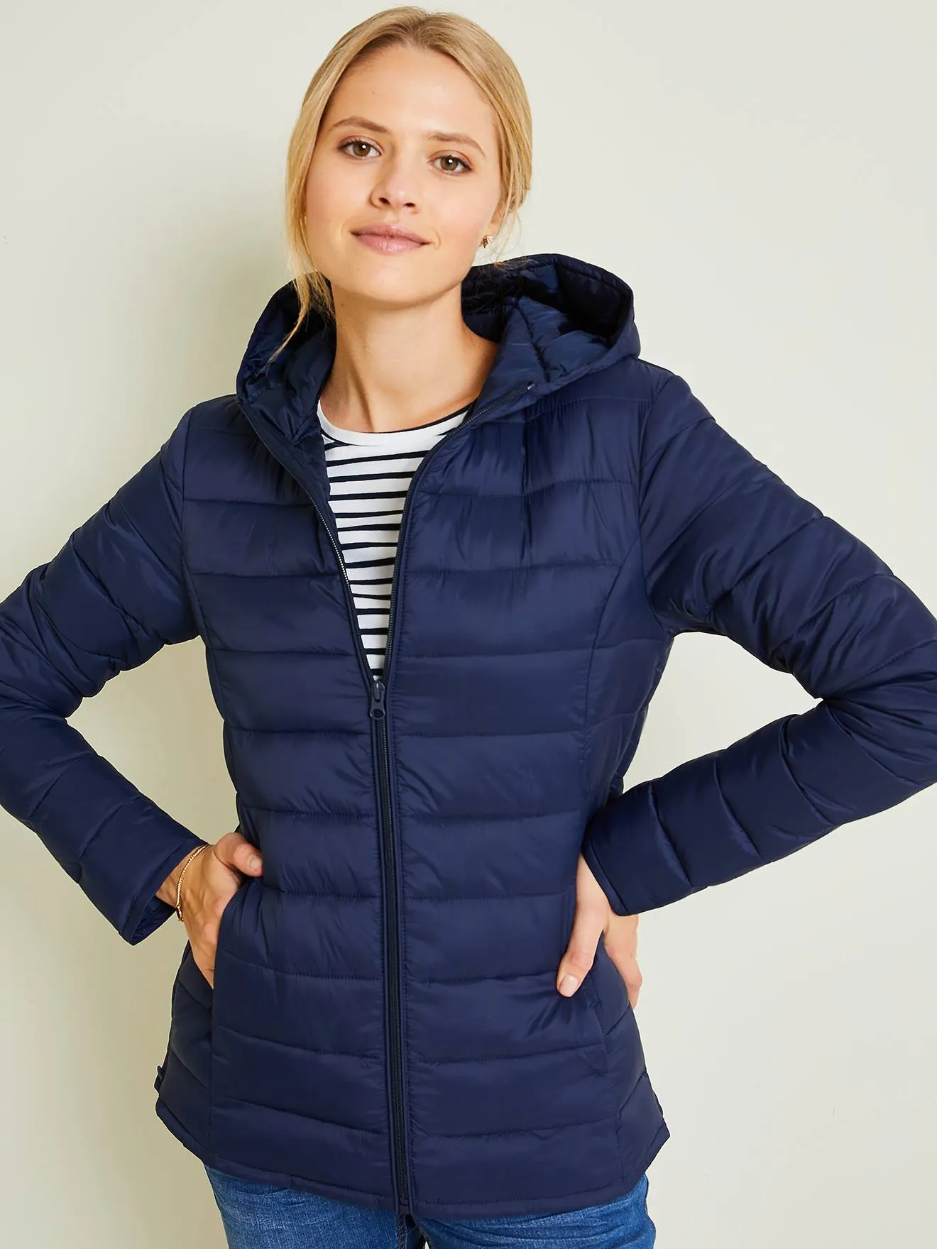 Lightweight Padded Jacket, Adaptable for Maternity & Post-Maternity - dark blue