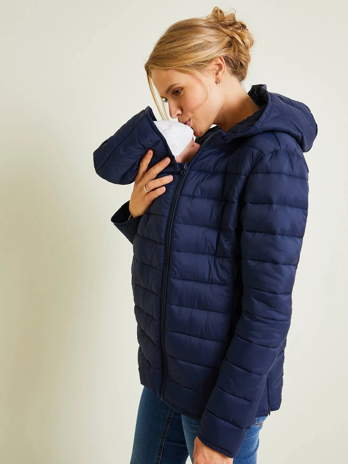 Lightweight Padded Jacket, Adaptable for Maternity & Post-Maternity - dark blue