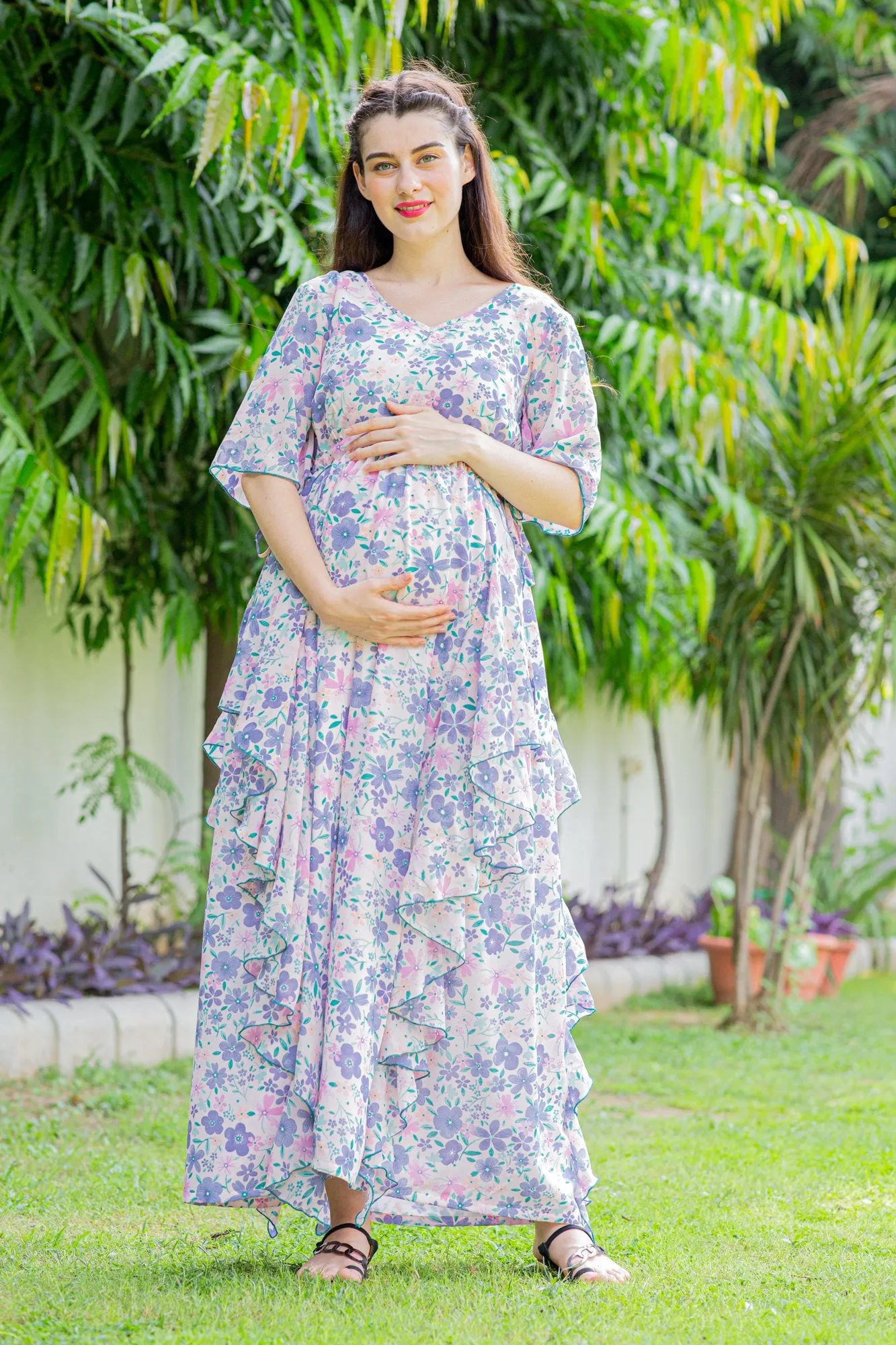 Lilac Blossom Maternity Flow Dress