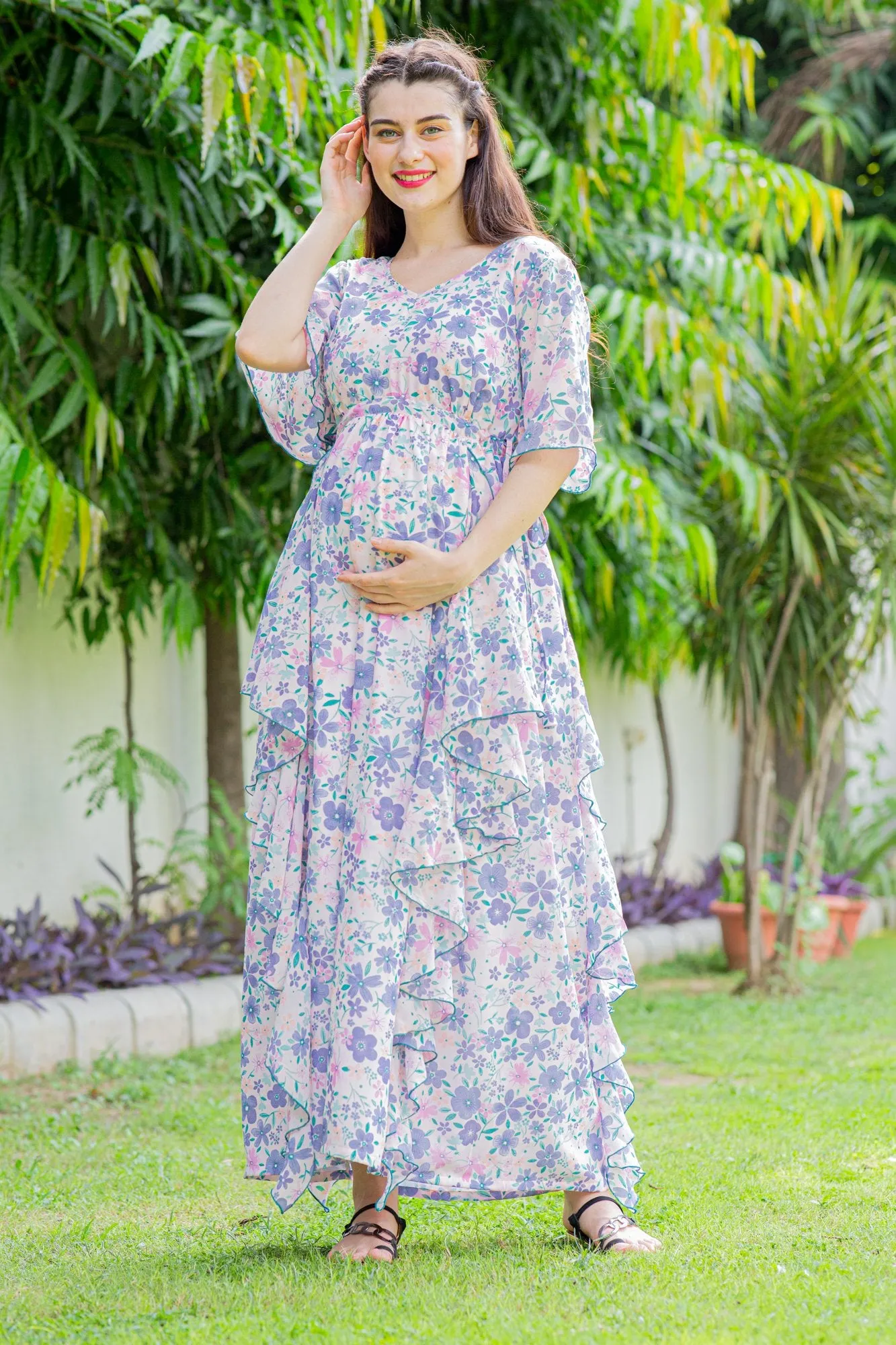 Lilac Blossom Maternity Flow Dress