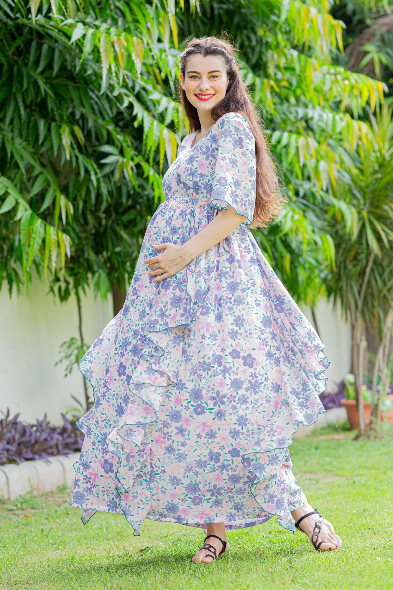 Lilac Blossom Maternity Flow Dress