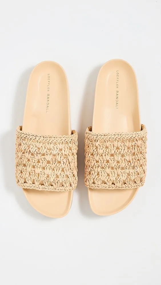 Loeffler Randall   Henri Crochet Raffia Band Footbed Sandals 