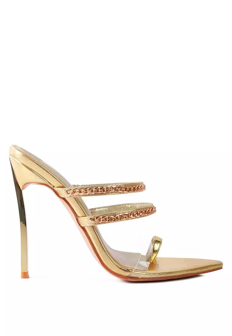 London Rag Gold High Heeled Toe Ring Sandals