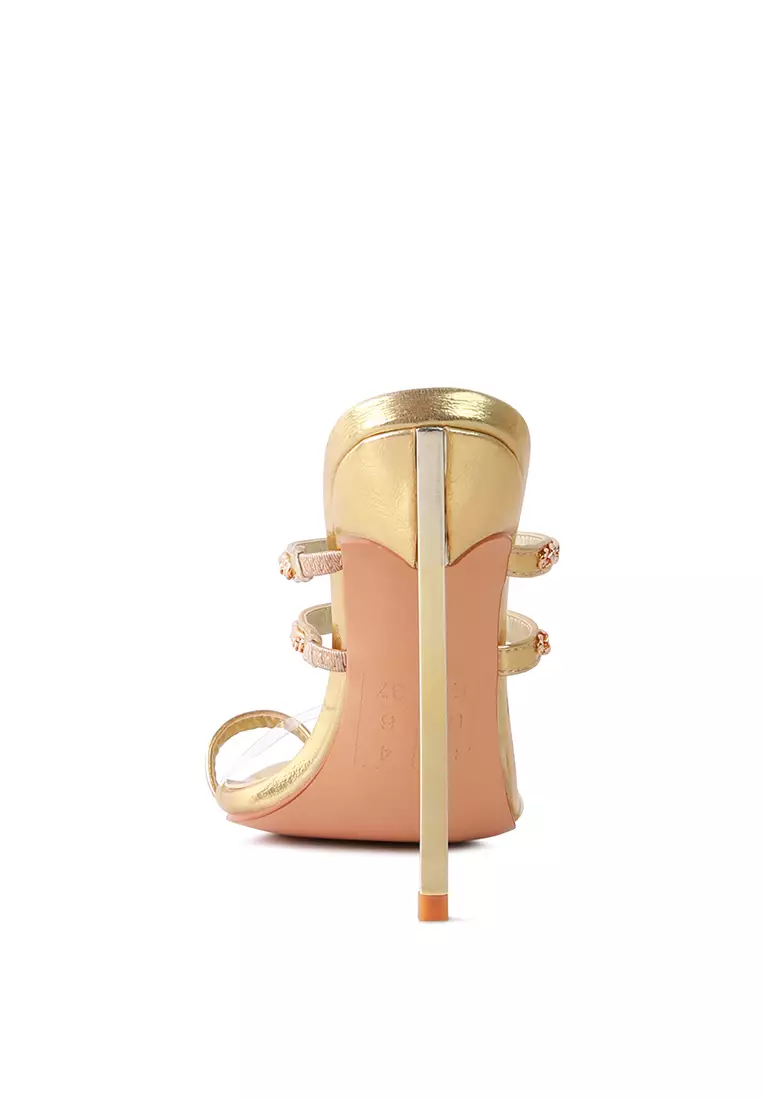 London Rag Gold High Heeled Toe Ring Sandals