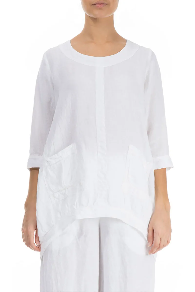 Longer Back White Linen Tunic