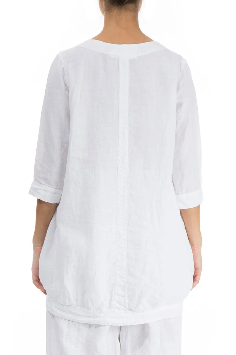 Longer Back White Linen Tunic