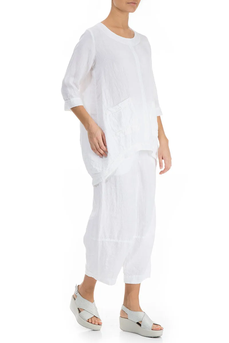 Longer Back White Linen Tunic