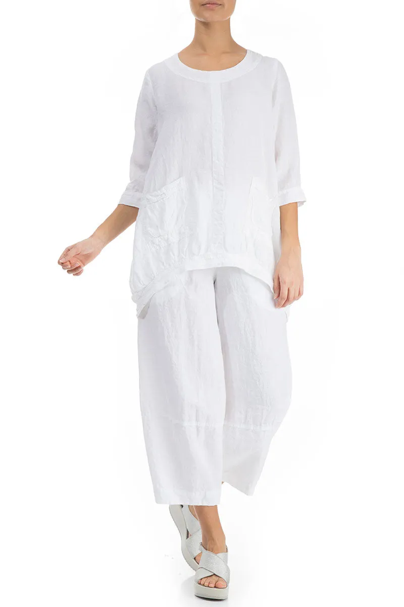 Longer Back White Linen Tunic