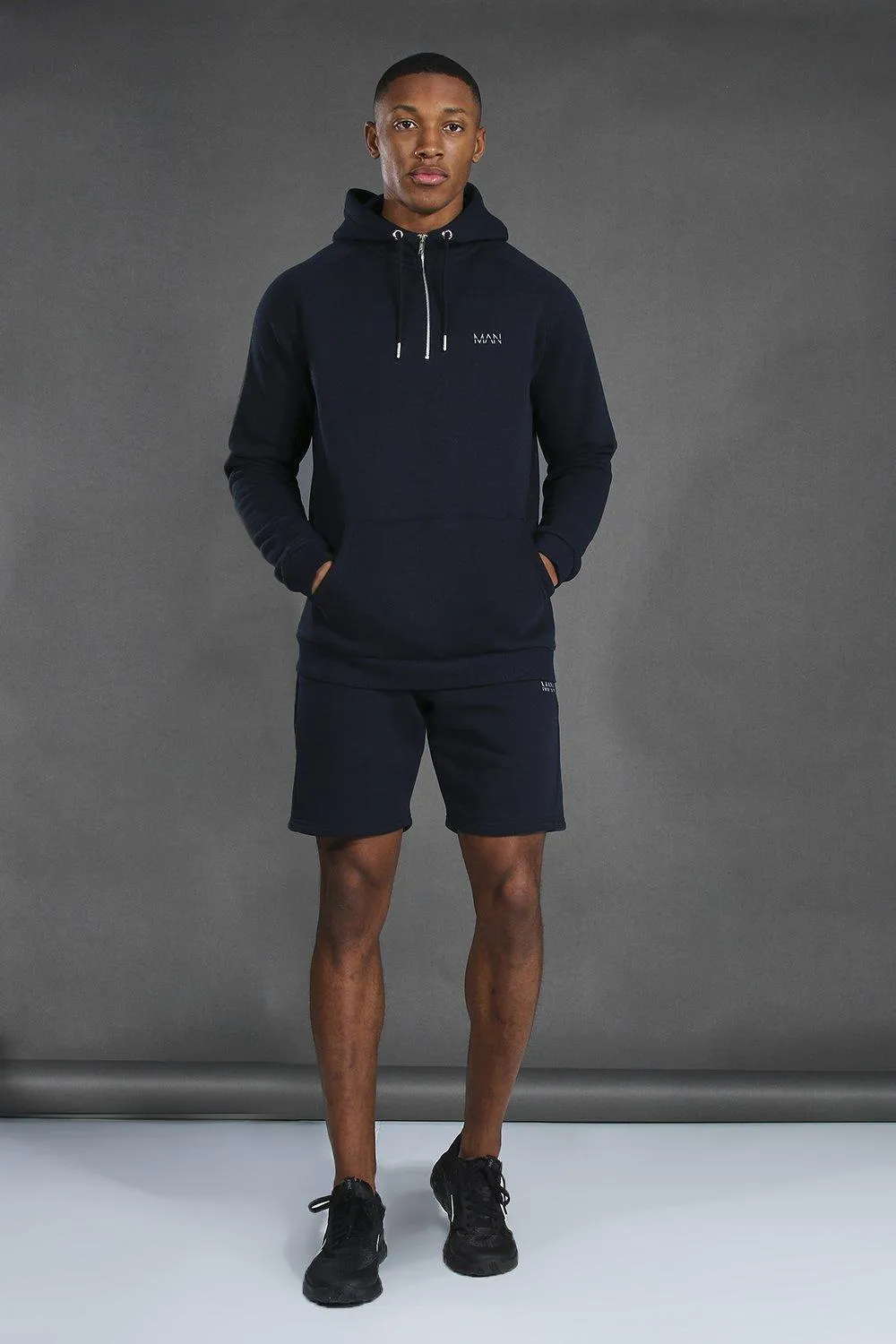 Man Active Tapered 1/4 Zip Short Tracksuit | boohooMAN UK