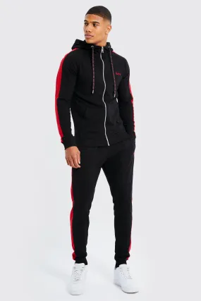 Man Muscle Fit Tracksuit With Man Drawcords