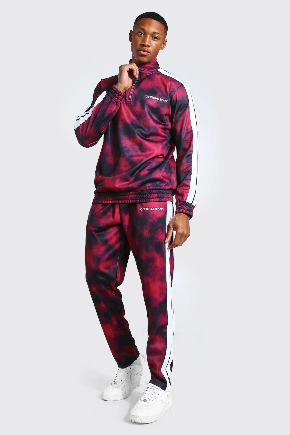 MAN Tie Dye Half Zip Tricot Tracksuit | boohooMAN UK