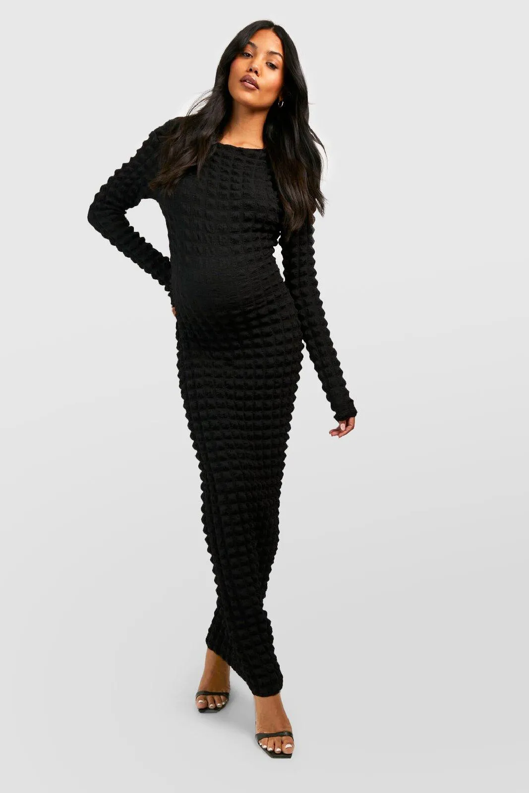 Maternity Bubble Jersey Knit Maxi Dress