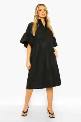 Maternity Cotton Poplin Tier Midi Dress