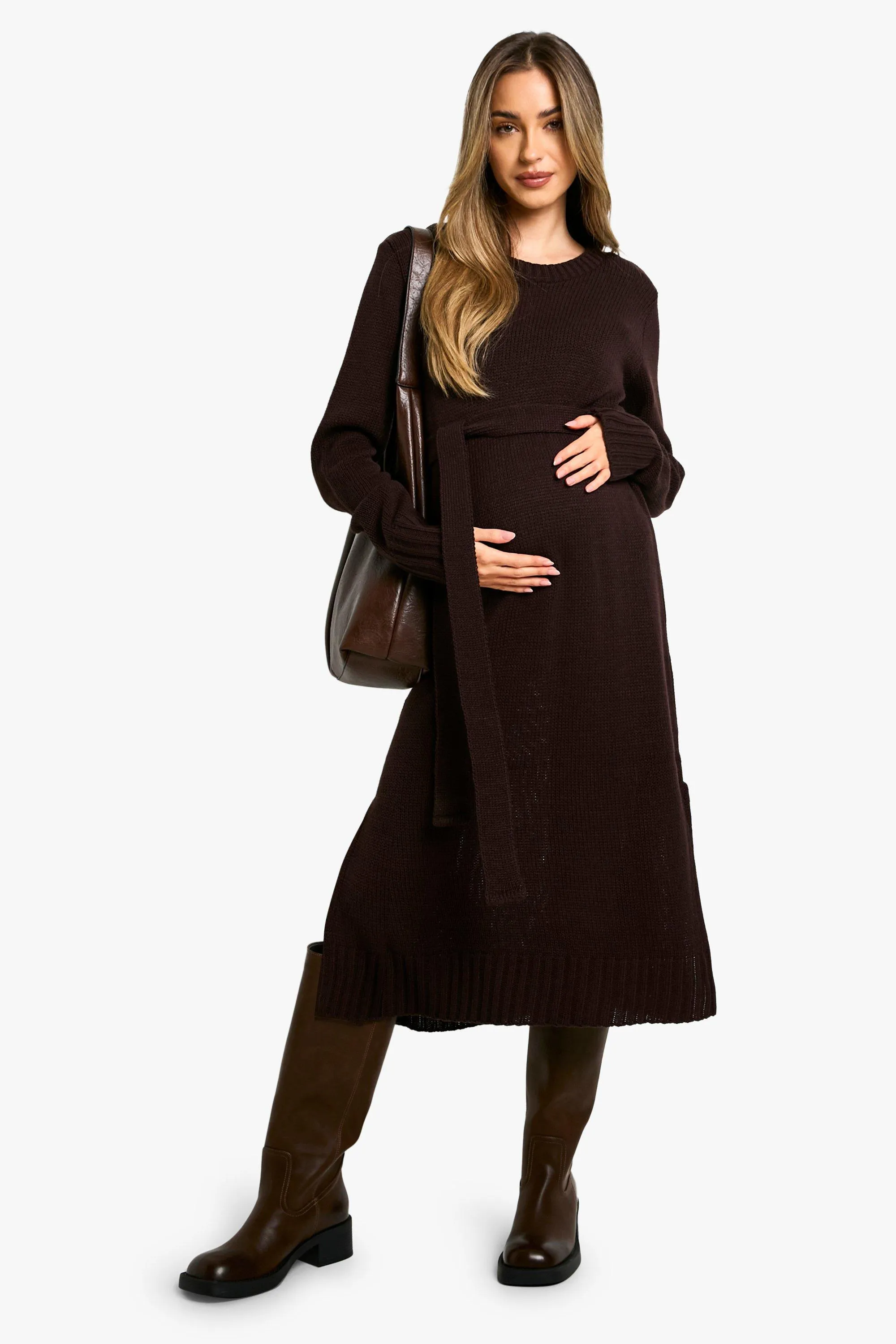 Maternity Crew Neck Jumper Midi Dress