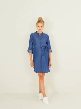 Maternity Dress in Lightweight Denim - denim blue