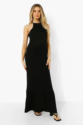 Maternity Halter Frill Hem Maxi Dress